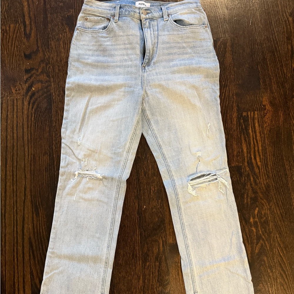 Zara Light Wash Distressed Jeans